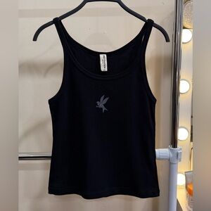 One Teaspoon Black Tank Top Bird Logo Ribbed Basic Grunge Y2K Size M